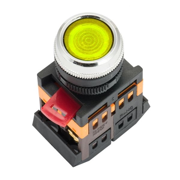 EKF PROxima Кнопка ABLFS-22 с подсветкой желтая NO+NC 230В
