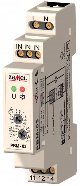 Zamel Реле импульсное 16А IP20 на DIN рейку с функцией автом. откл. 0,1с -10дней