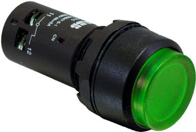 ABB CP Кнопка с подсветкой CP3-11G-10 зеленая 24В AC/DC с выступающей клавишей без фиксации 1НО