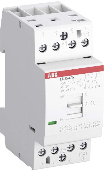 ABB Контактор EN25-40N-06 модульный (25А АС-1, 4НО), катушка 230В AC/DC