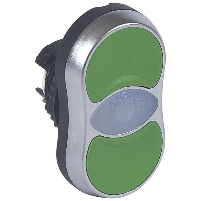 Legrand Osmoz Головка с двойными кнопками ? 22,3 с подсветкой потайной/потайной толкатель зеленый/зеленый