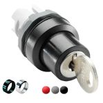 ABB Переключатель M2SSK3-301 с ключом 2-х поз. с возвратом в среднее положение (только корпус) 45# (ключ Ronis 71) с кольцом из хромированного металла