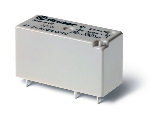 Finder Низкопрофильное миниатюрное электромеханическое реле; монтаж на печатную плату; выводы с шагом 3.5мм; 1NO 12A; Контакты AgNi+Au; катушка 48В DС