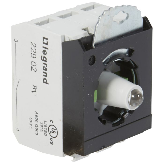 Legrand Osmoz Комплектующий блок для кнопок для комплектации с подсветкой под винт 230 В~ 2Н.О. белый 3 поста