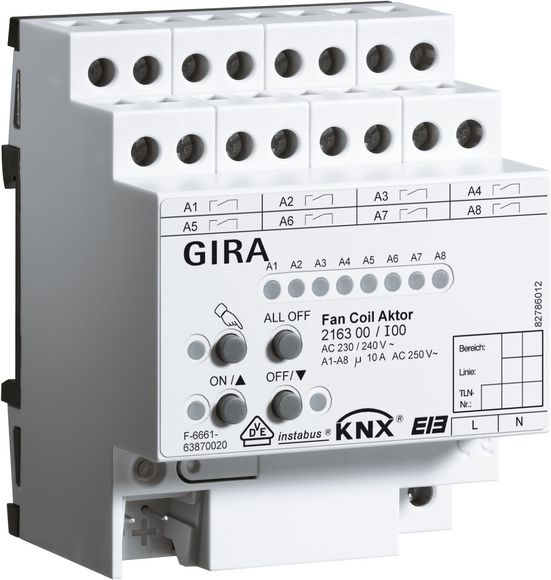 Gira KNX Устройство управления фанкойлом DIN-рейка