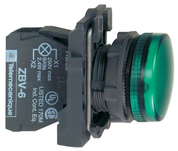 SE XB5 Лампа сигнальная зелёная 22мм до 250В