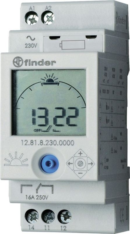 Finder Реле времени цифровое ASTRO; монтаж на рейку 35мм; 1СO 16A; питание 110…230B AC/DC; ширина 35мм; степень защиты IP20; упаковка 1шт.