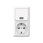 UNIVersal 'Олимп' Блок Выключатель Бел 1 кл.c подсветкой + Розетка с/з верт.