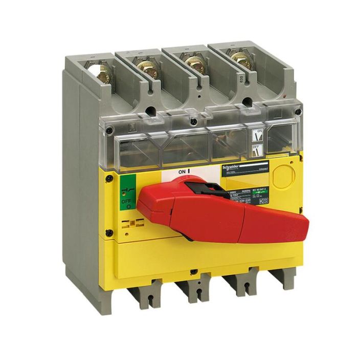 SE Compact INS/INV Выключатель-разъединитель INV400 3P красная рукоятка/желтая панель