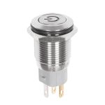 REXANT Кнопка антивандальная ?16 12В Б/Фикс (5с) (ON)-OFF плоская подсв/синяя POWER