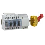 Legrand Vistop Рубильник 4Р 100A боковой привод, красная рукоятка/желтая панель Legrand Vistop Рубильник 4Р 100A боковой привод, красная рукоятка/желтая панель