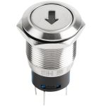 REXANT Кнопка антивандальная ?19 250В Б/Фикс (5с) (ON)-OFF плоская подсв/зеленая СТРЕЛКА