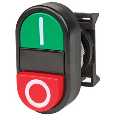 DKC Кнопка двойная выпуклая с линзой для подсветки, цвет красн.+зел. с овал. линзой, без фиксации