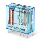 Finder Миниатюрное универсальное электромеханическое реле; монтаж на печатную плату или в розетку; выводы с шагом 5мм; 2CO 10A; контакты AgSnO2; катуш