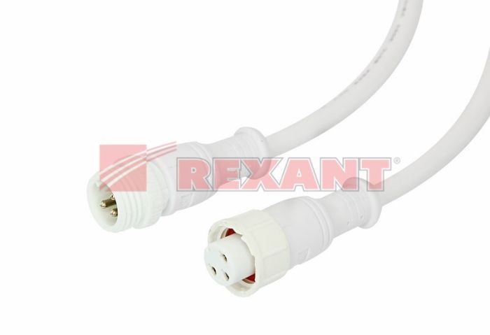 REXANT Соединительный кабель (3pin) герметичный (IP67) 3х0.5мм? 300V белый