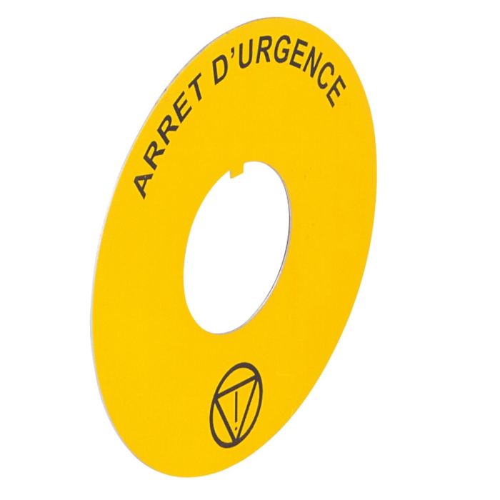 Legrand Osmoz этикетка, круг 60мм желтый, 'ARRET D'URGENCE' надпись