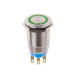 REXANT Кнопка антивандальная ?19 250В Фикс (5с) ON-OFF/OFF-ON подсв/зеленая