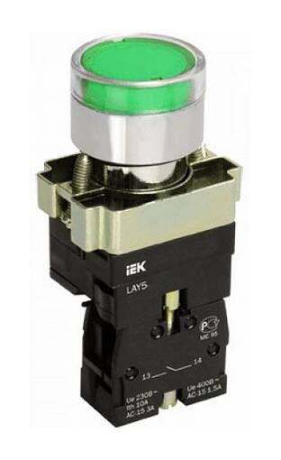 IEK Кнопка управления LAY5-BW3361 с подсветкой зеленый 1з