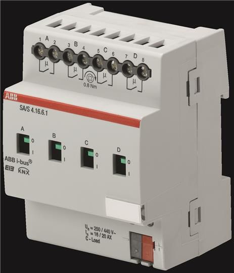 ABB KNX SA/S 4.16.6.1 Выход бинарный 4-х к., 16/20А, изм. тока