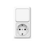 UNIVersal 'Олимп' Блок Выключатель Бел 1 кл.+ Розеткас/з верт.