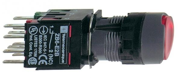 SE XB6 Кнопка 16мм 12-24В красная с подсветкой с возвратом
