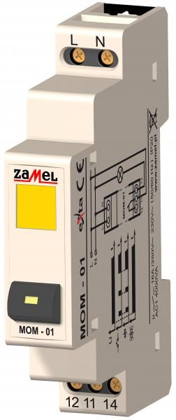 Zamel Кнопка с желтым индикатором 16А IP20 на DIN рейку