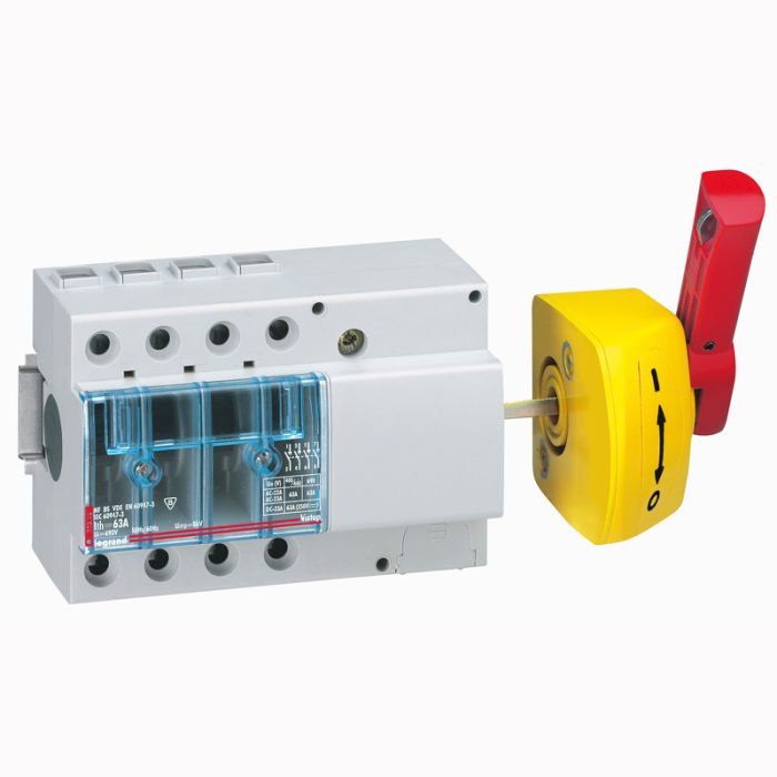 Legrand Выключатель-разъединитель Vistop 100 A 3П рукоятка спереди красная рукоятка / желтая панель