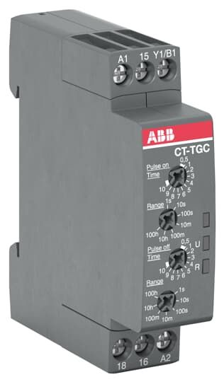 ABB Реле времени CT-TGC.12 компактное (генератор импульсов) 24-48B DC, 24- 240B AC (7 диапазонов времени 0,05с...100ч) 1ПК